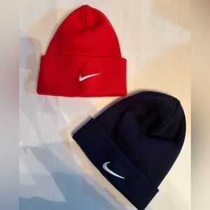 Nike Red and Black Knit Beanies
